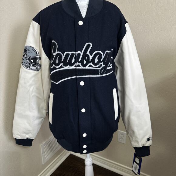 🔥Starter Dallas Cowboys Varsity Bomber Jacket Men’s Small Navy Blue MSRP $450 - Picture 1 of 16